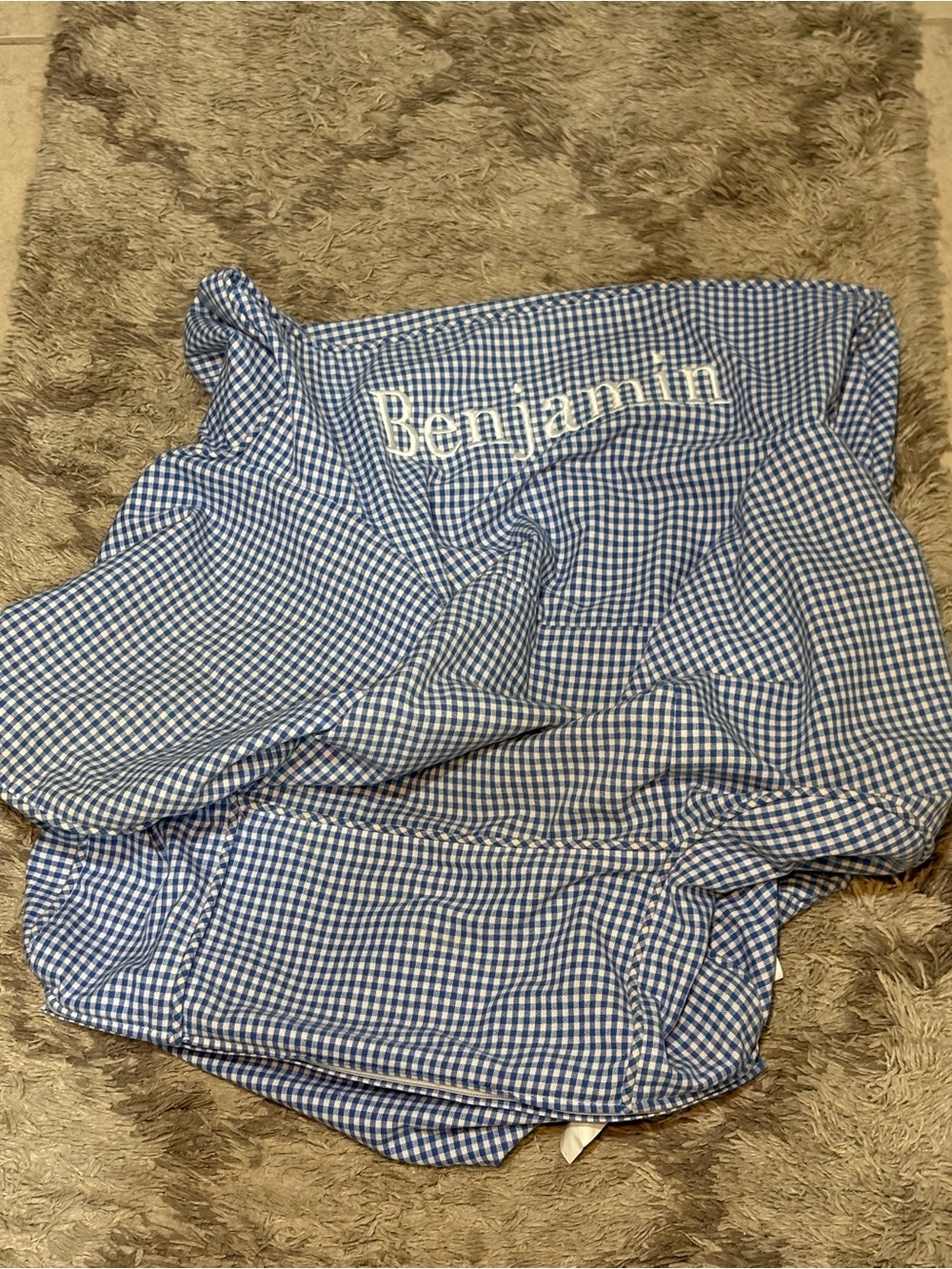 Pottery Barn Kids My First Anywhere Chair Cover Gingham Blue Benjamin
